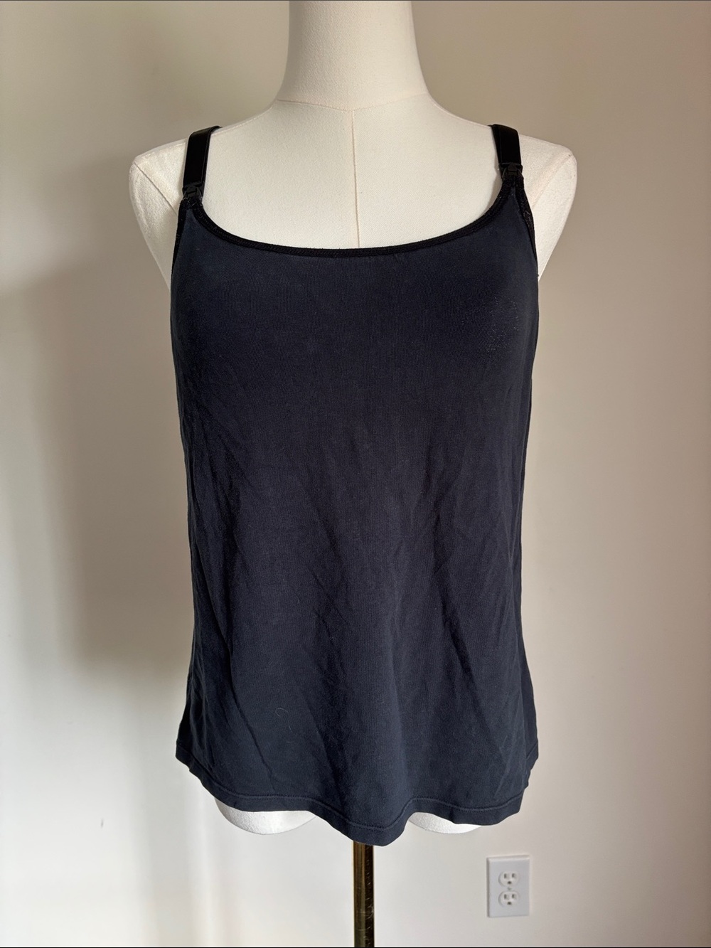 Classic Black Women's Nursing Camisole with Adjustable Straps